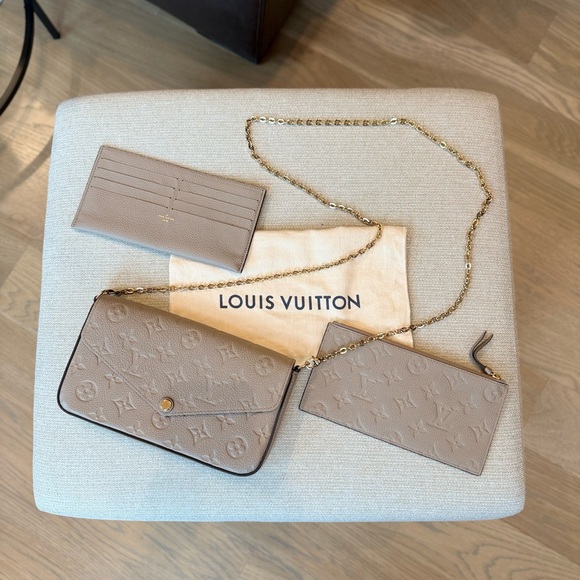 Beige Louis Vuitton Cream Clutch with Elegant Gold Hardware - Picture 1 of 14